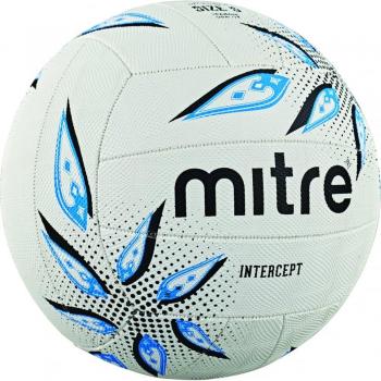 Mitre Intercept Netball - White/Black/Cyan 5 (Ages 14+)