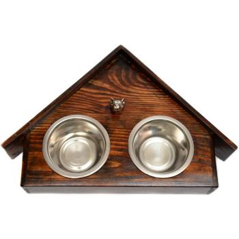 Regalo Amstaff in Legno con Ciotole per Cani