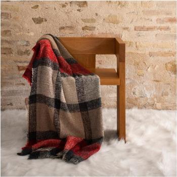 Plaid misto lana boucle' 130*170cm fazzini cammello rosso