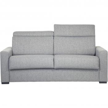 Sofá Miliboo Convertible Gris Pálido con Colchón de 18 cm y Reposacabezas Regables