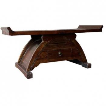 Panca in Legno di Olmo Marrone 36 x 36 x 92 cm