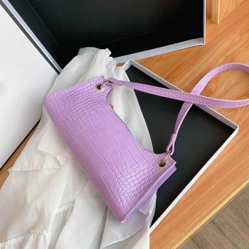 Alligator PU Leder Handtasche für Frauen, Einfarbig, Lässig, Tragbare Schultertasche