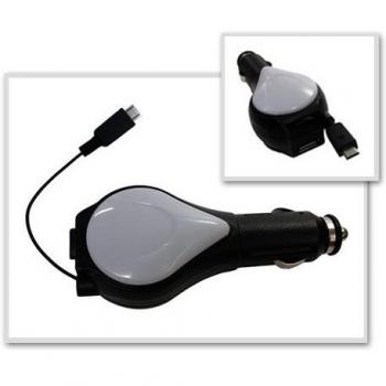 Cable de carga de coche micro USB retractable para Samsung OmniaPRO (B7610) con funda protectora