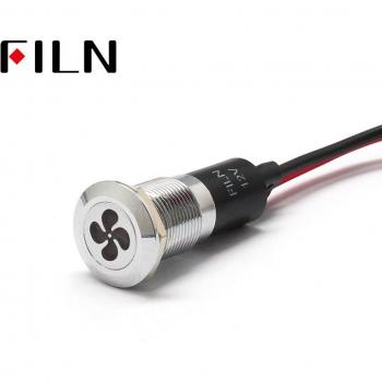 FILN 12mm Car Dashboard Fan Symbol LED Indicator Light - Yellow