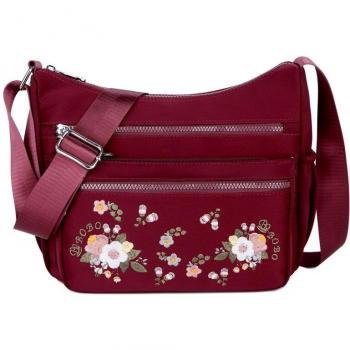 Elegante Blumenstickerei Schultertasche