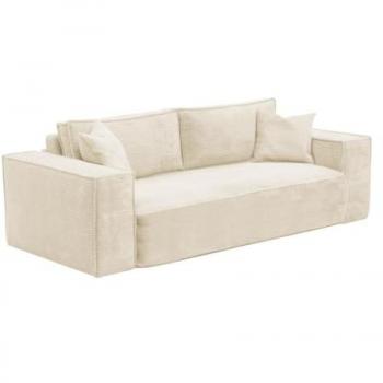 Divano Letto 4 Posti Velluto Beige AMELIA