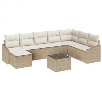 Creamy Beige Garden Dining Set with Cushions & Storage – 9 Pieces