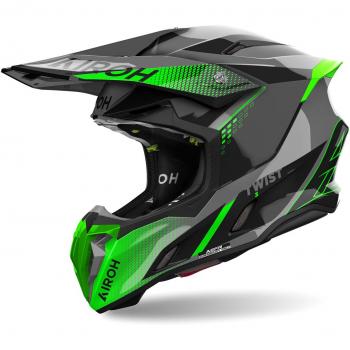 Casco Moto Cross Enduro Airoh TWIST 3 SHARD Verde Lucido taglia XS