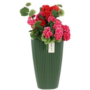 Vase carré haut 60 cm vert rainuré