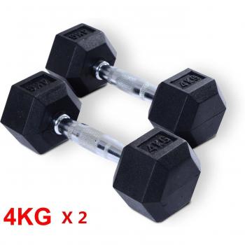 Hex Dumbbell Rubber Weights Sets - Black / 4kg