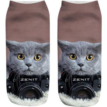 Unisex Funny 3D Cat Printed Low Cut Ankle Socks