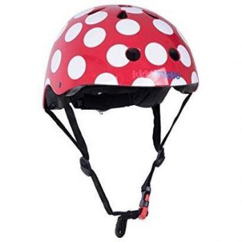 KIDDIMOTO Kinderhelm - CE-Zertifizierung - Design Helm für Skates, Roller, Scooter - Rote Punkte - S