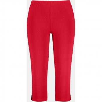 Plus Size Red Cotton Stretch Knit Capris for Women, Sizes 36/38 to 68/70