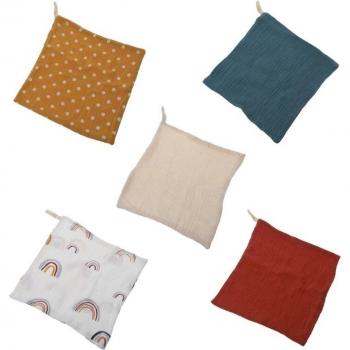 Muselina de algodón para bebé, paño absorbente de 4 capas, pack de 5