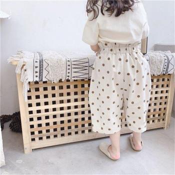 Pantalones cortos lunares para niños y niñas, algodón, estilo coreano P4201