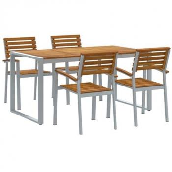 Set de Comedor de Jardín 5 Piezas Gris y Marrón