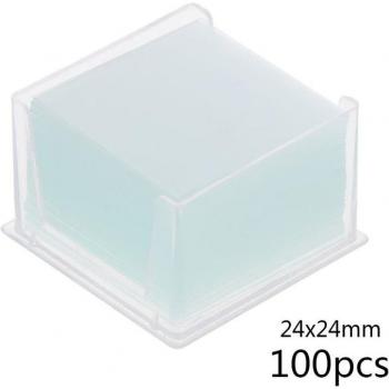 100 Unidades Diapositivas de Vidrio Cuadradas Transparentes para Microscopio