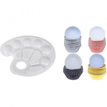 10-Grid Thumb Hole Paint Tray & 400 Cupcake Baking Cups