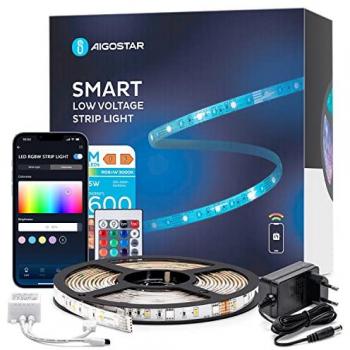 AIGOSTAR - striscia led smart 5M wifi rgb compatibile con alexa e google smart home