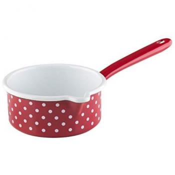 Casserole Induction Rouge à Pois Ø14cm 0.75L avec Bec Verseur