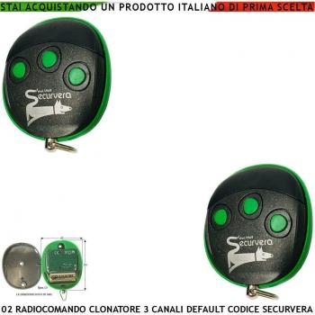 SECURVERA Clone 2 Remote Control Radio 433,92 MHz 1mW Default Code 66 Bits Learns Binary Codes
