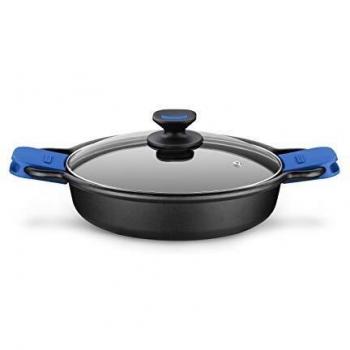 Cacerola Monix Solid Plus, Aluminio Fundido, 2 litros, Tapa de Cristal, Asas de Silicona