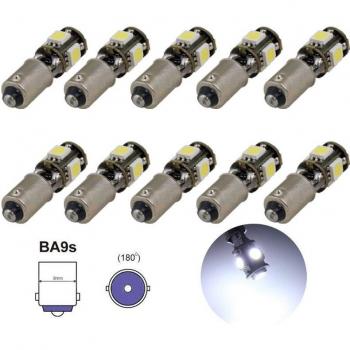 10Pcs White BA9S LED 5050 SMD Tail Light 12V