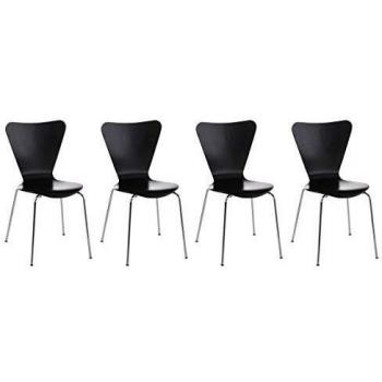 Chaises empilables Calisto - Lot de 4 - Métal et Bois - Noir