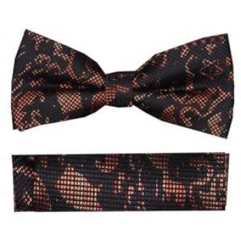 VENTI Set: Fliege und Einstecktuch, 100% Seide, orange