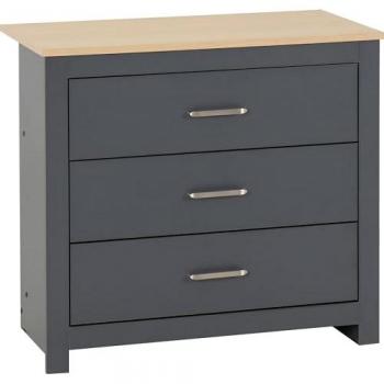 Seconique Portland Grey and Oak 3 Drawer Chest