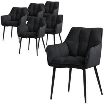 Poltrone Comfort 6 pezzi per sala pranzo 63x57x90 cm, imbottitura spugna nera, supporto metallico