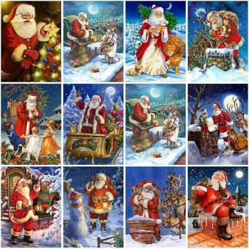 Weihnachtsmann 5D Diamantkunst 20×30 cm (rot) – Cartoon-Stickerei, Mosaik-Home‑Decor