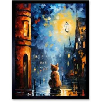 Velvet Whiskers: Street Cat Oil Print