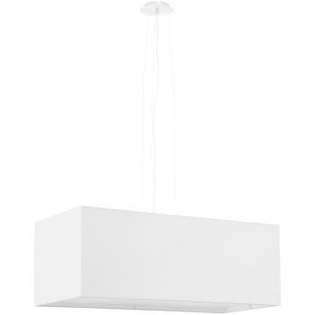 Colgante Santa Glass, acero, tela blanca 3 bombillas 120cm