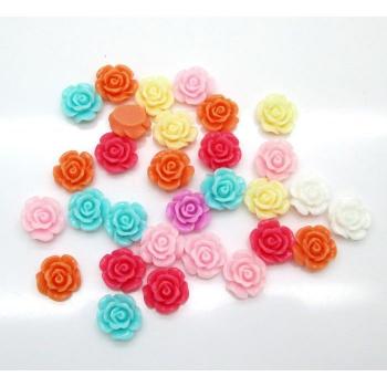 11mm Mixed Rose Flower Flatback Cabochon Beads