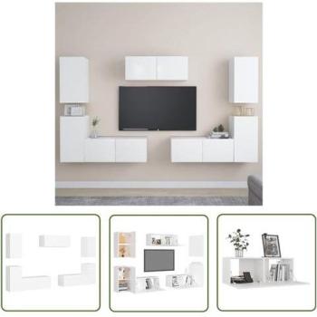 Porta TV Set 7 unità bianco legno multistrato