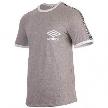 Umbro Men's Grey Cotton T-Shirt with Taped Ringer - Medium