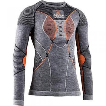 X-BIONIC - Maglia Apani Merino 4.0 Rneck Intimo Tecnico Uomo - Black-grey-orange S