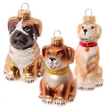 Christbaumschmuck KREBS GLAS LAUSCHA 3 verschiedene Hunde