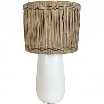 Lampe en raphia naturel et terre cuite D.25 x 55cm