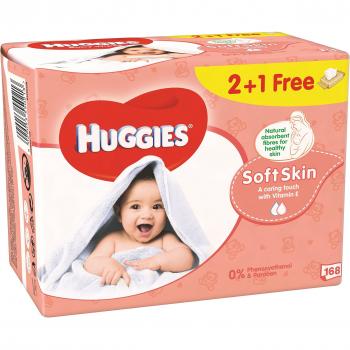 Servetele Huggies Soft Skin 2 în 1 – 168 buc