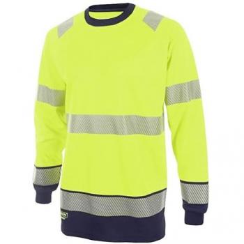Beeswift High Visibility Two Tone Long Sleeve T-Shirt Saturn Yellow/Navy Blue XL