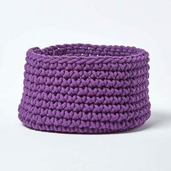 Gestrickter Brotkorb aus 100% Baumwolle in Violett - 37 x 21 cm