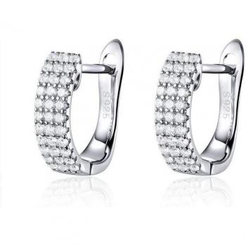 Orecchini a bottone in argento sterling 925 con zirconia cubica, per donna