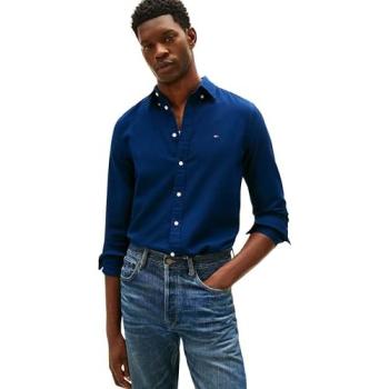 Tommy Hilfiger Blue Flex Dobby Long Sleeve Shirt – Men's Slim Fit