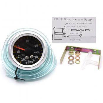 Indicador de presión de turbo PSI analógico 52MM, cara de fibra de carbono, sensor -30 a 30 PSI para coche y camión