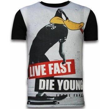 Local Fanatic Duck Live Fast Digitale Strass T-shirt