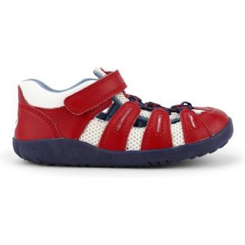 Bobux - Sandalias de bebés de piel color rojo con cierre adherente