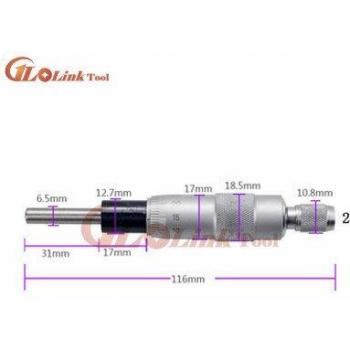 Silver Flat Needle Round Type Micrometer Head 0-25mm 0.01mm