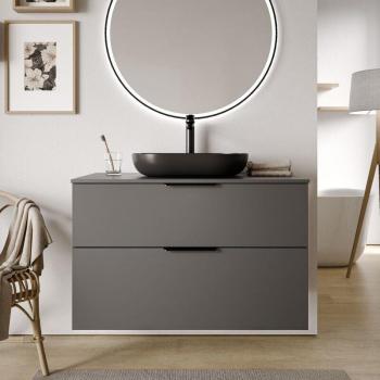 Mueble Lavabo Suspendido 100cm - Roble Gris Niebla